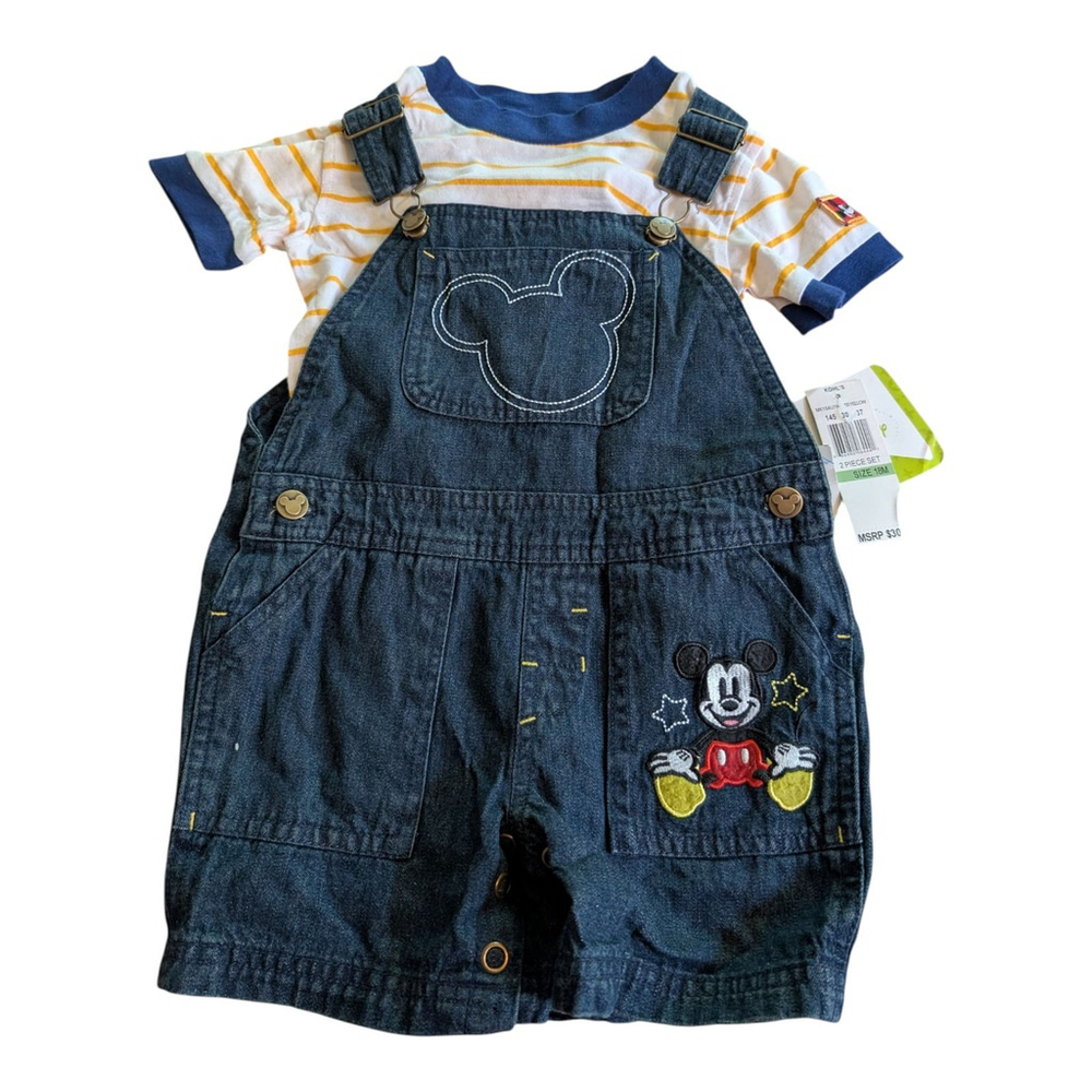 NEW Disney Baby Unisex Denim Shortall Set Size 18M